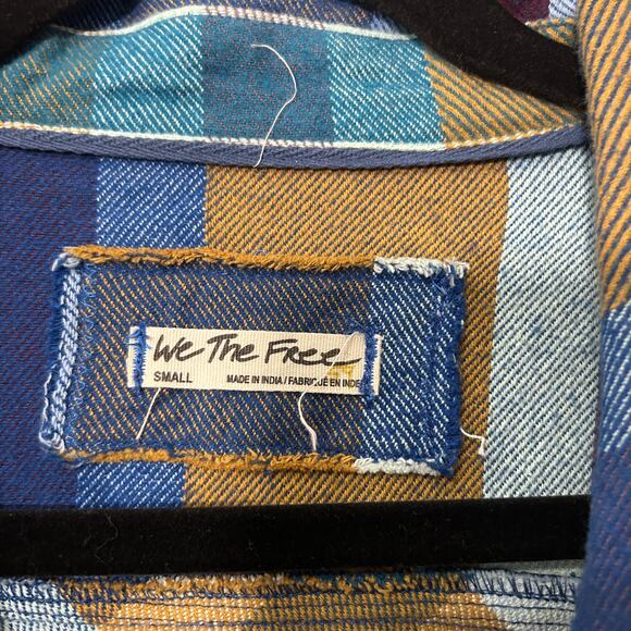 NEW Free People We The Free So Long Summer Plaid Top Blue Tan Small Shacket - Picture 6 of 8